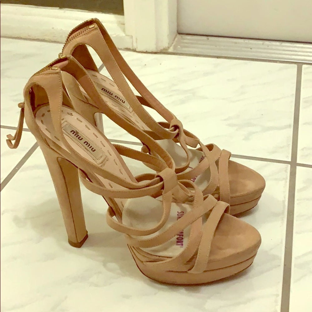 Miu Miu beige suede sandals